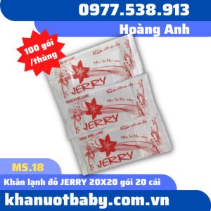 Khăn lạnh đỏ JERRY 20X20 gói 20 cái