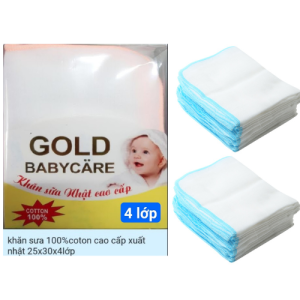 Khăn Sữa Cotton Cao Cấp 04 Lớp 25x30cm Gold Baby Care